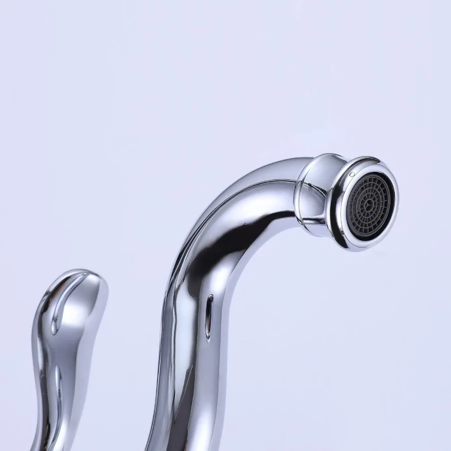 高級石クロム浴室の蛇口ヨーロッパの全銅と天然白石の洗面器洗面所の蛇口温水と冷水のシルバーミキサー