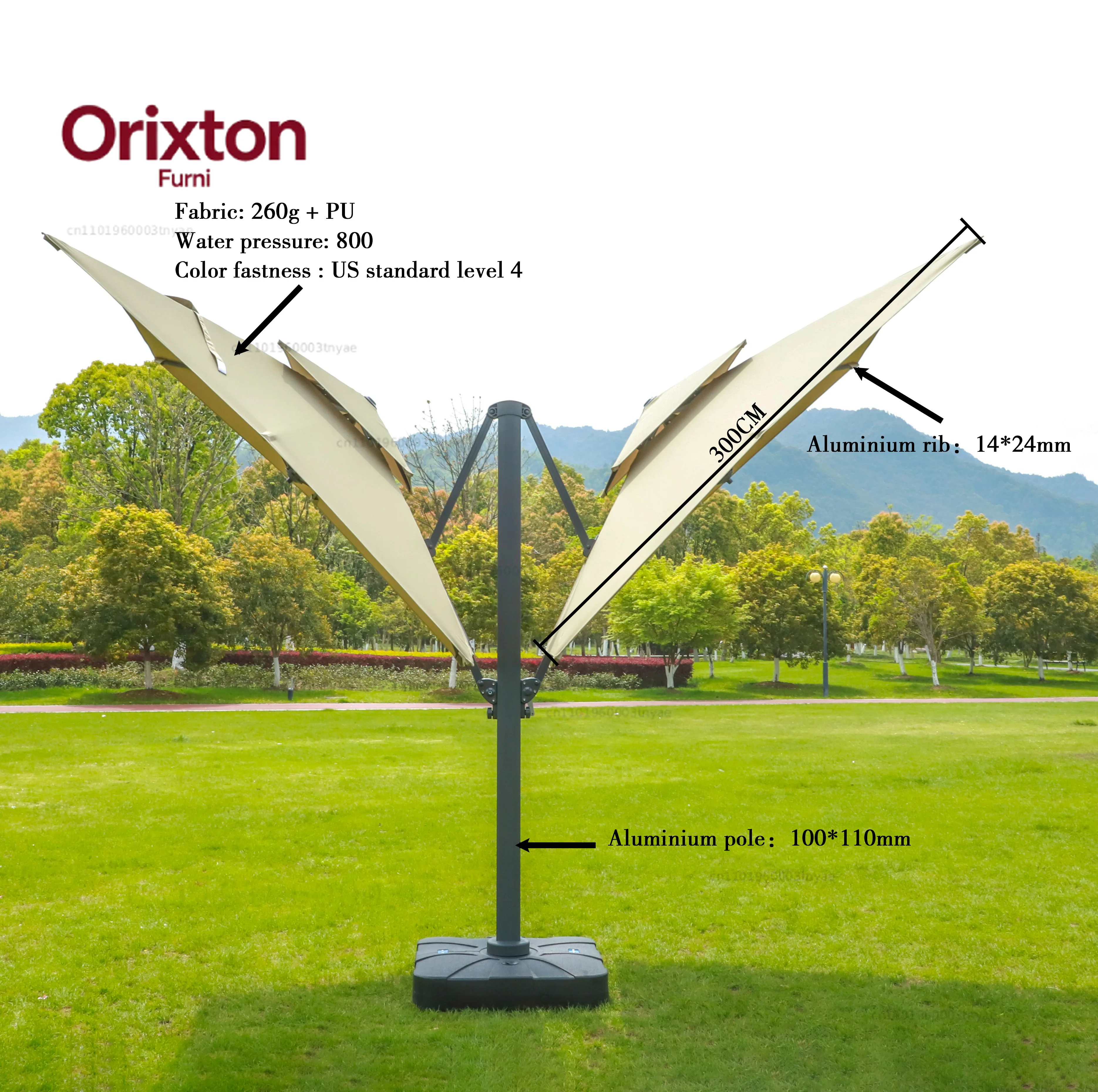 High-quality Chinese Factory Custom Double-headed Roman Umbrella Waterproof Outdoor Parasol Patio Super Hotel