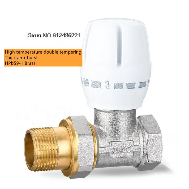 DN20 16MPA Brass Nickel Plated Straight Type Temperature Control Valve Manually Radiator