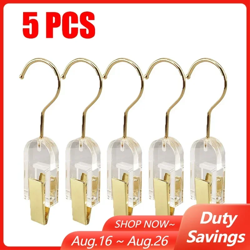 5PCS Acrylic Transparent Hooks Wardrobe Clothes Pants Bra Clips Socks Scarf Hanger Rack Towel Holder Paper Files Binder Clip