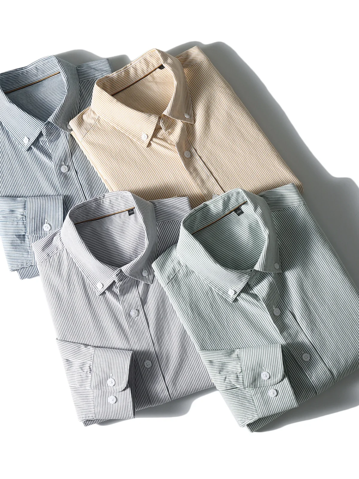 ウェイド 肌に優しい純綿 メンズ 春 カジュアル ロングスリーブ ストライプ柄 通気性 通勤 スタンドフィット デイリーウェア