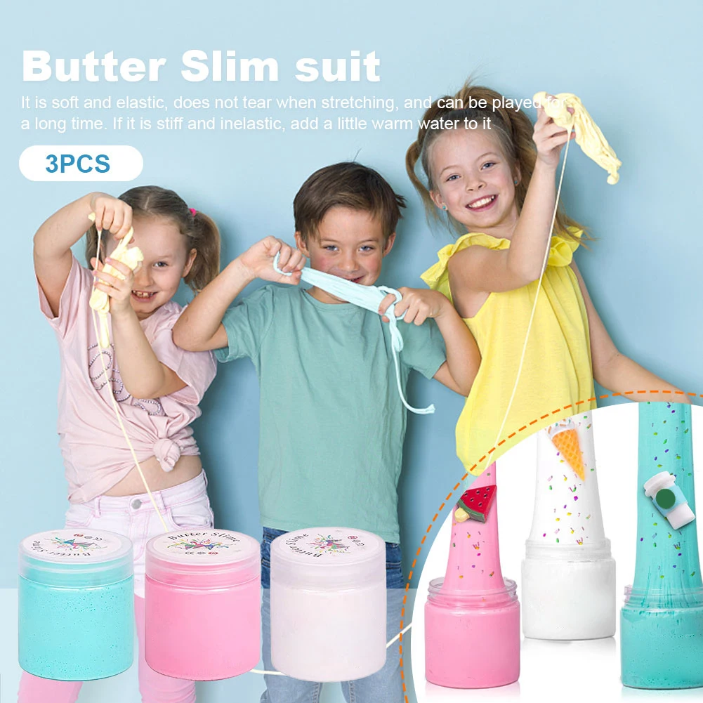 3 pçs modelagem argila não pegajosa melancia sorvete algodão lama kit brinquedo diy antiestresse elástico descompressão presente de natal