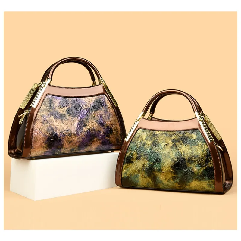 Exquisite Retro Flower Pattern PU Hobos Handbags Sense of Luxury Color Matching High Quality Shoulder Bags 2024 Fashion Hot Sale