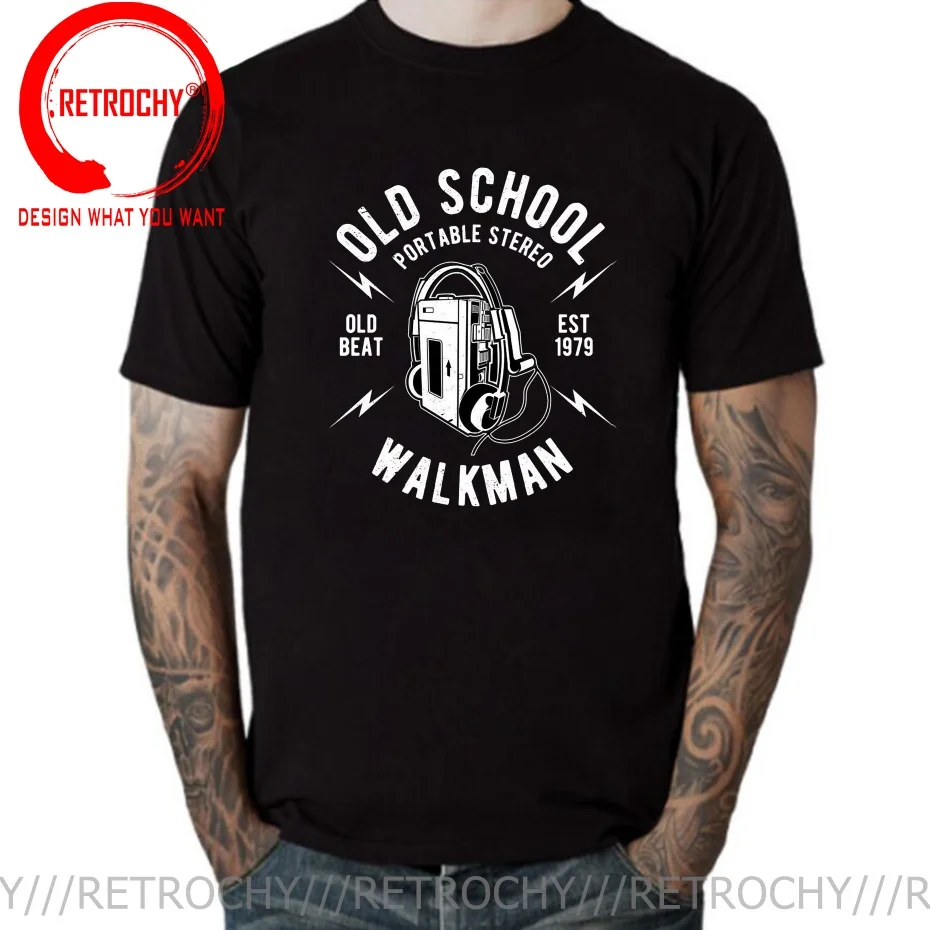 Old School Portable Stereo T Shirt Men Fashion Trendy Casual Clothing Stylish Tops Tee Shirt Leisure Tshirt Men's T-Shirt