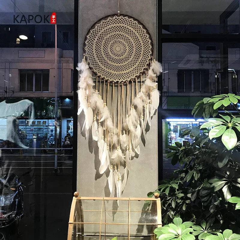 

Indian Dream Catcher, Wedding White Feather Pendant, Dreamcatcher, Wind Chime, Creative Wall Hanging Home Decor