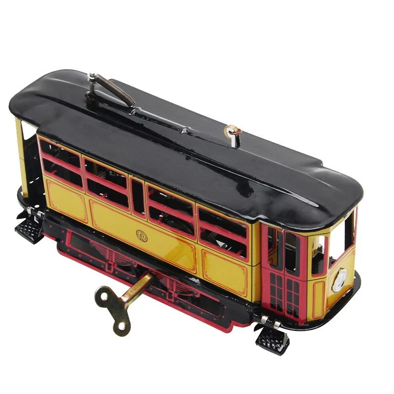 Y4QA Retro Wind Tram Cable Bus Clockwork Streetcar Toy Vintage Collection Kid Gift