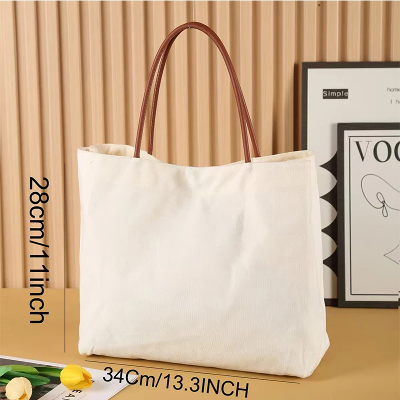 Polarshe Custom Canvas Tote Bag Personalized Canvas Bag Single Shoulder Shopping Bag Large Capacity Handbag For Travel Commute
