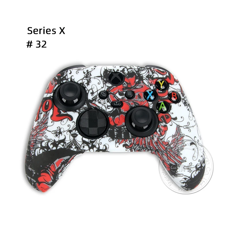 HOTHINK 물 전사 인쇄 페인트 패턴 소프트 실리콘 커버 스킨 케이스, XBOX 시리즈 X 컨트롤러용, 1 개