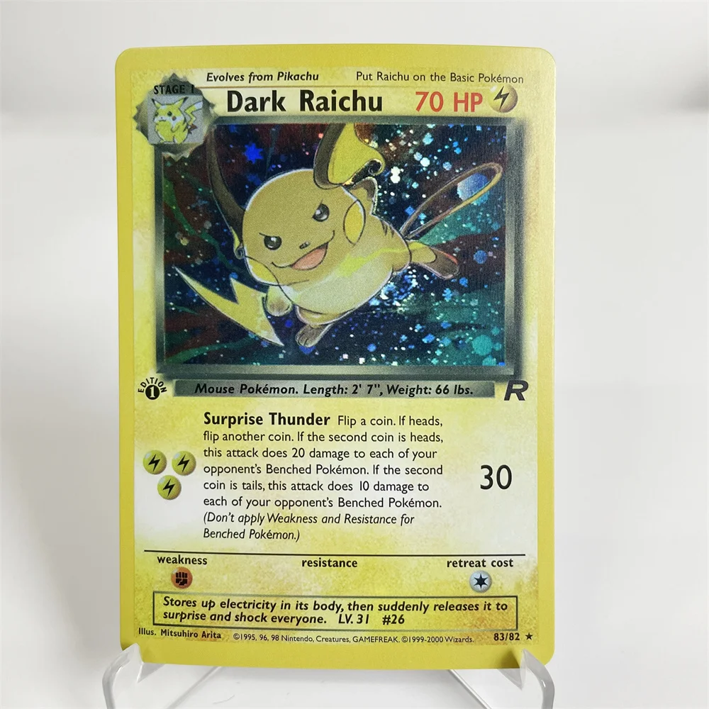 Holographic PKM Collection Cards PTCG Proxy Card Blue Core Paper Card Kids  PKM Dark Raichu/Dragonite/Umbreon/Suicunc - AliExpress 26