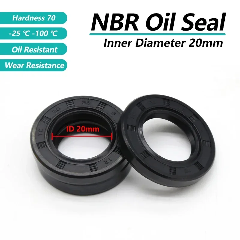 2/5pcs ID 20mm NBR Framework Oil Seal TC-20*27/28/30/32/34/35/37/38/40/42/45/47/50*5/6/7/8/10/12mm Nitrile Rubber Sealing Gasket