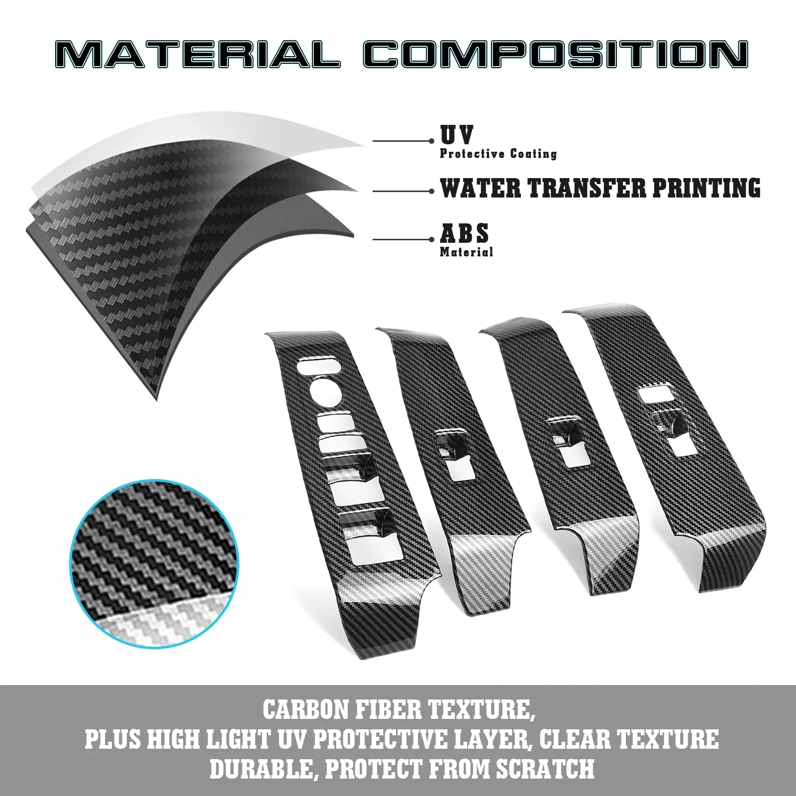 4pcs/set Carbon Fiber Style Interior Door Window Switch Panel Frame Cover Molding Trims For Honda Civic 11th Gen 2022-2025