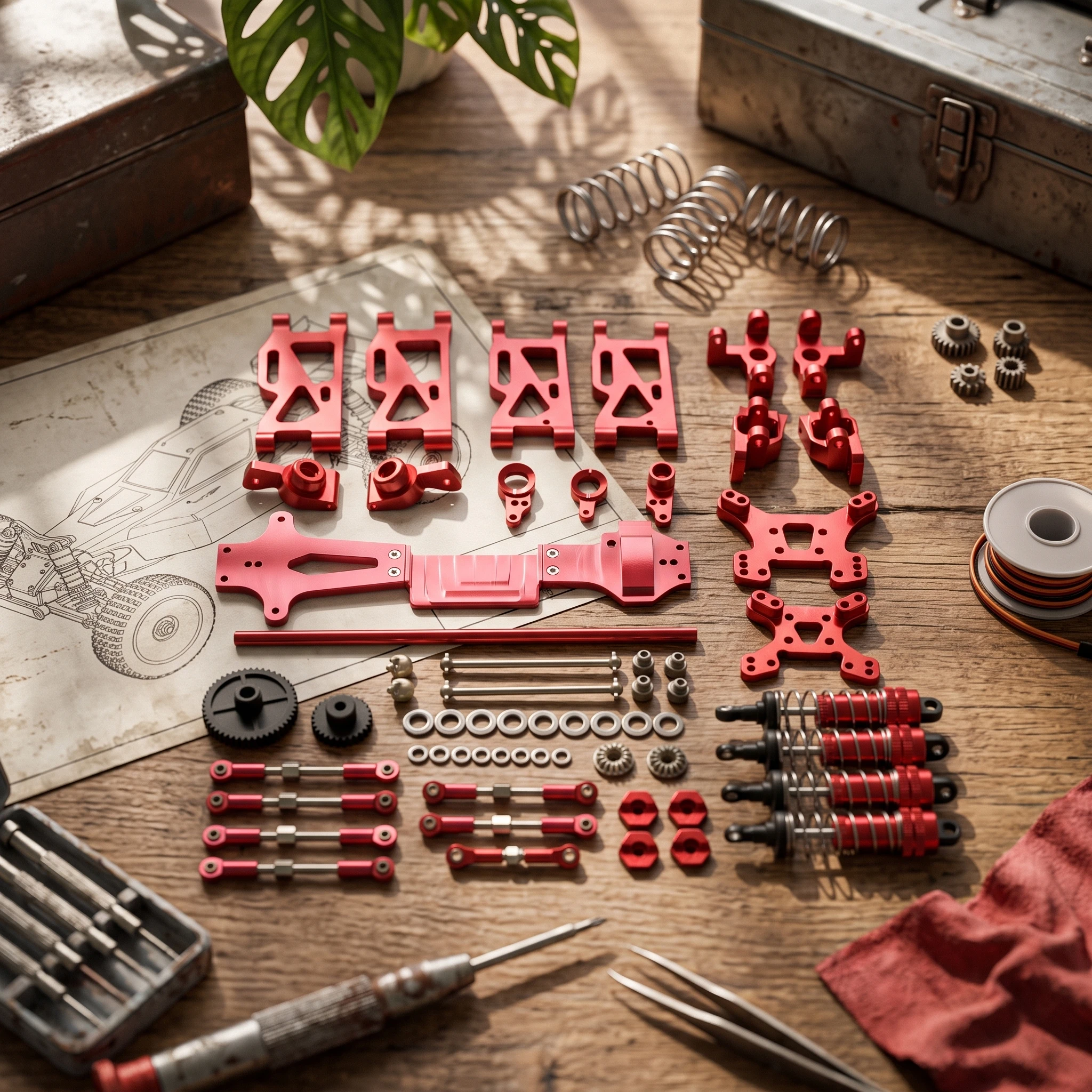 Rc Suspension Arm - Zestaw metalowych części do tuningu, anodowane