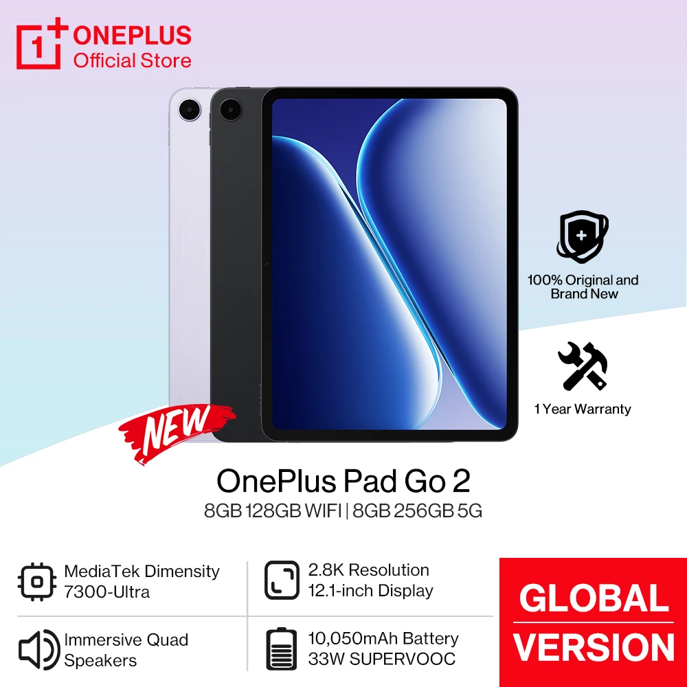 2026 New OnePlus Pad Go 2 Global Version Tablet 12.1" 2.8K 120Hz Display 10050mAh Battery MediaTek Dimensity 7300-Ultra