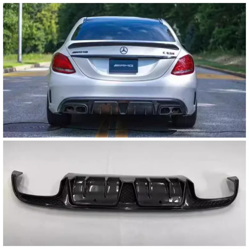 

For W205 Mercedes-Benz C-Class C43 C63 AMG 2016-2021 High Quality Carbon Fiber Car Rear Bumper Diffuser Exhaust Spoiler Cover