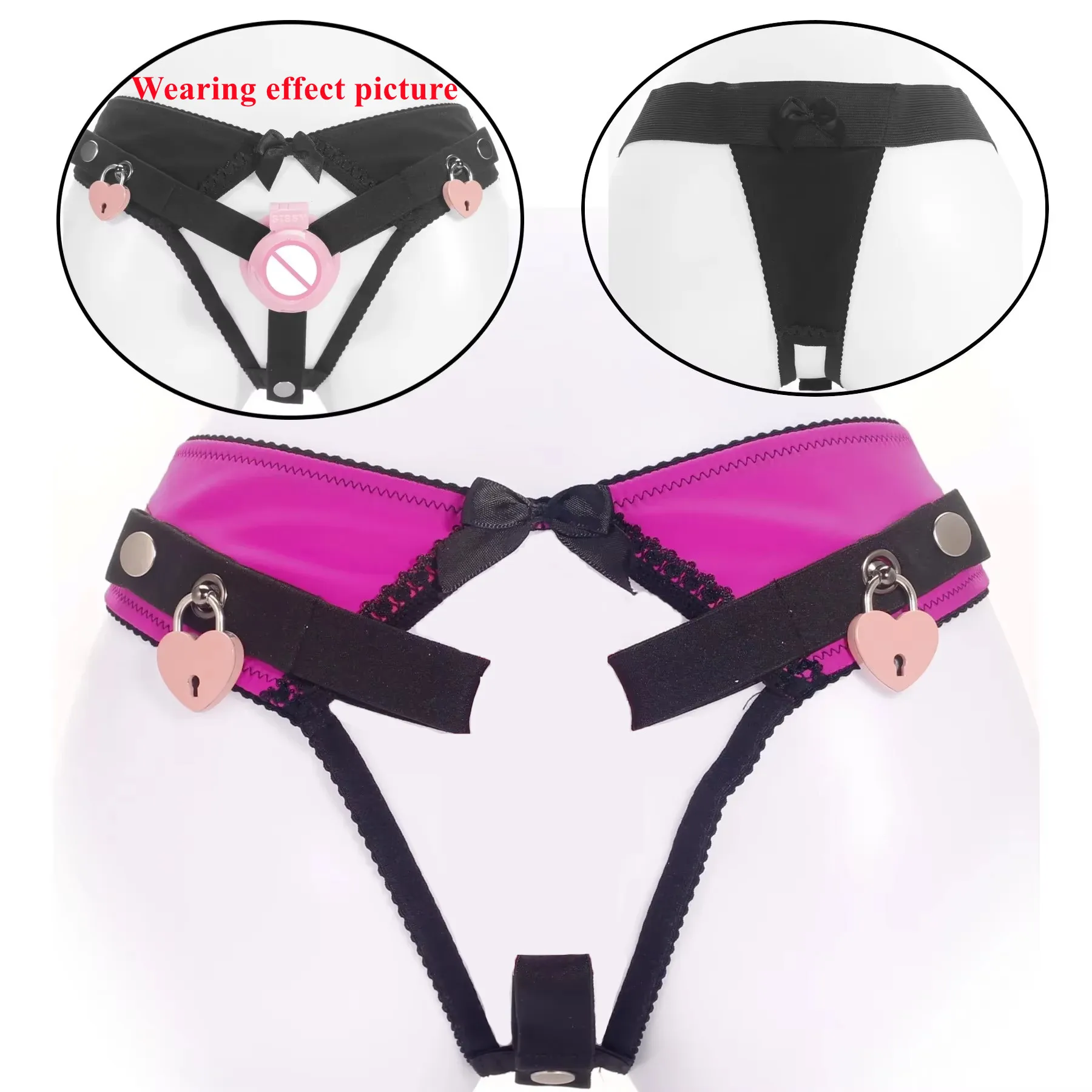 Anti-Falling Harness for Sissy Chastity Cage,Male Training Lockable THONG,Chastity Panties Penis Ring Cock Belt Sex Toy for Male