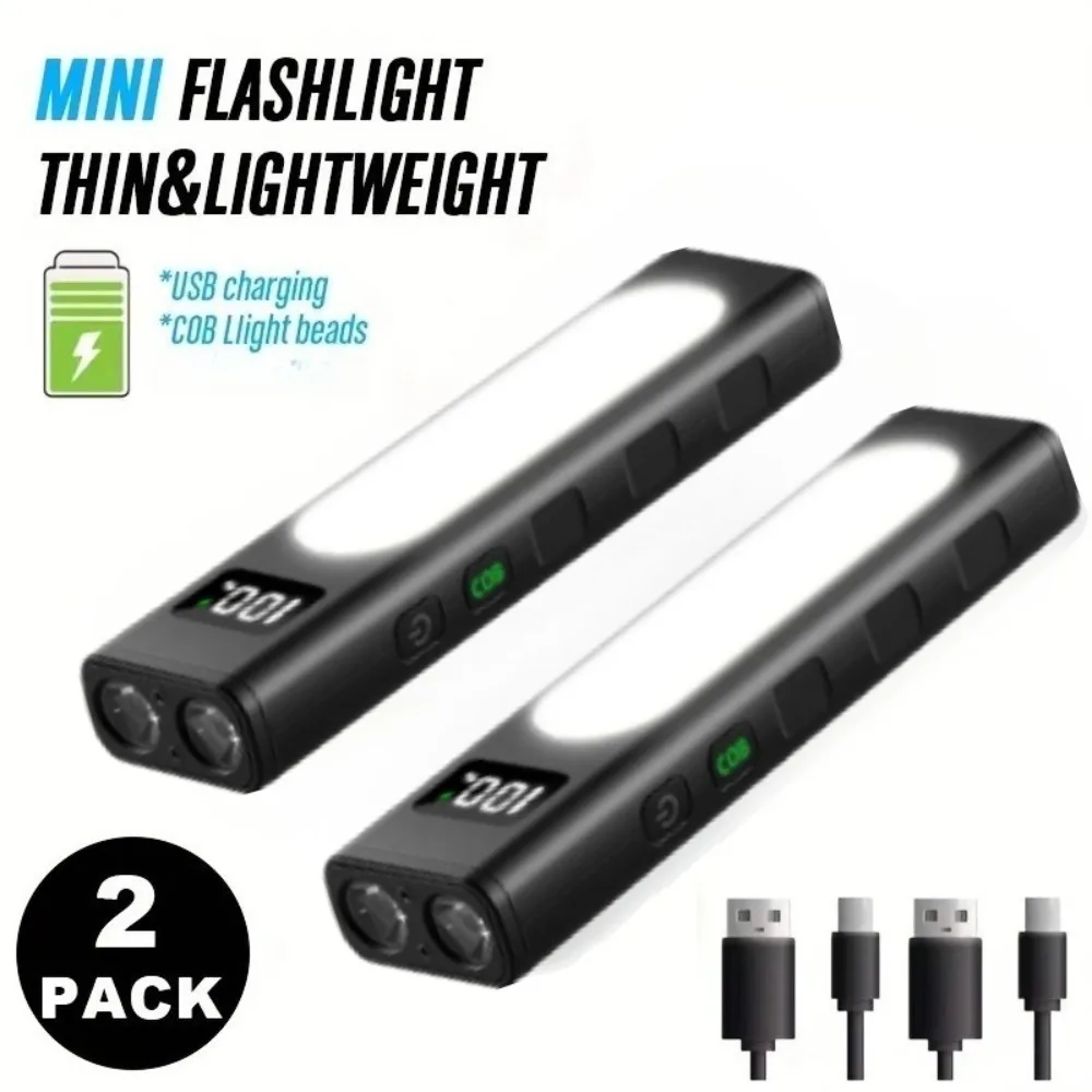 New Type‑C Rechargeable Magnetic Work Light Creative LED Flashlight Portable Pen Clip Torch for Outdoor Emergency Maintenance