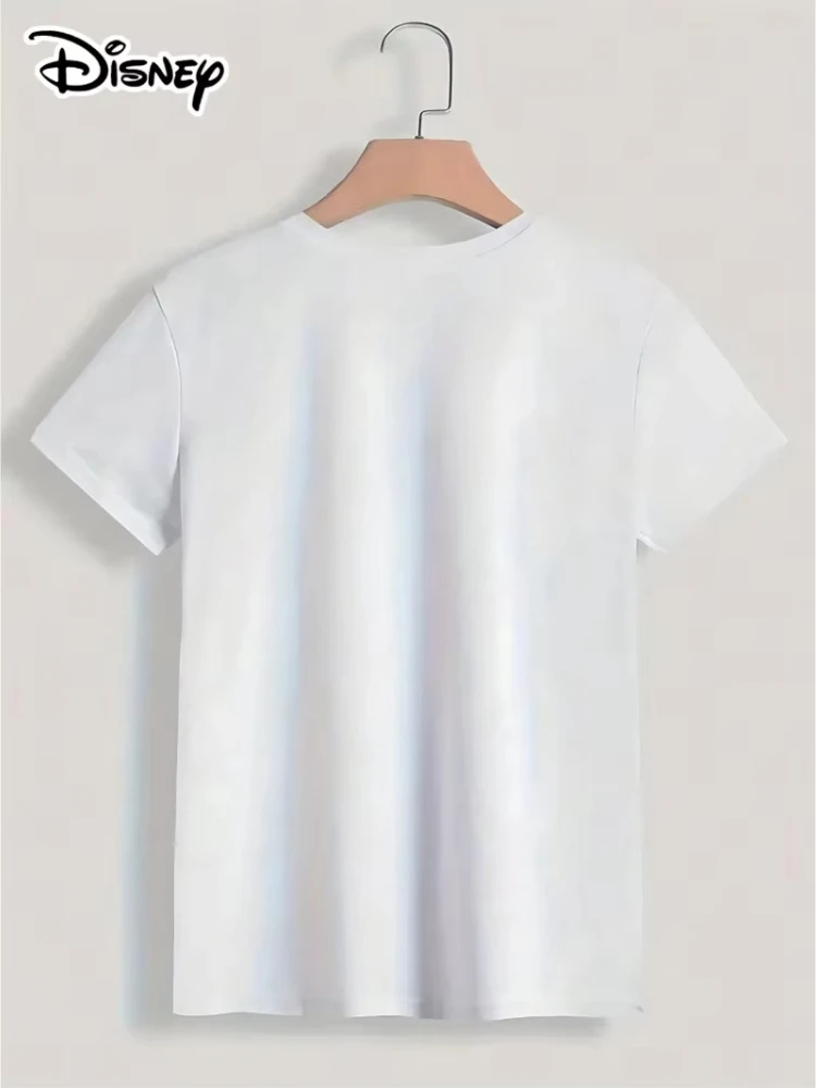 فستان ديزني 2026 الجديد ميكي وميني ماوس مطبوع عليه رسومات جرافيك للرجال والنساء برقبة دائرية مريح مقاس كبير وأكمام قصيرة
