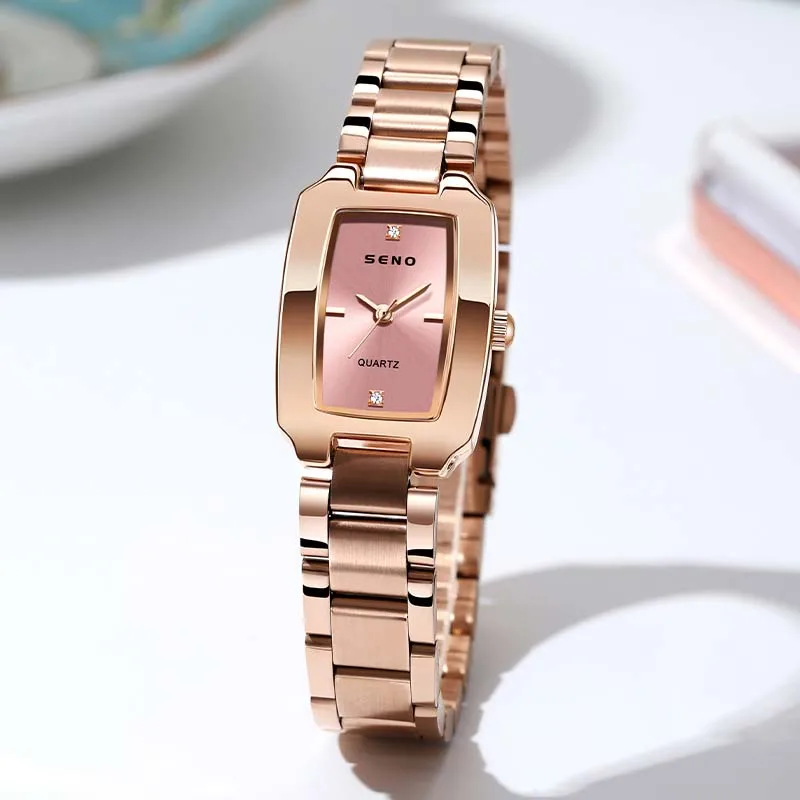 Quartz Watches For Girls New Fashion Square Shape Fashion Jewelry Luxury Watch For Ladies SENO Watch Manufacturer