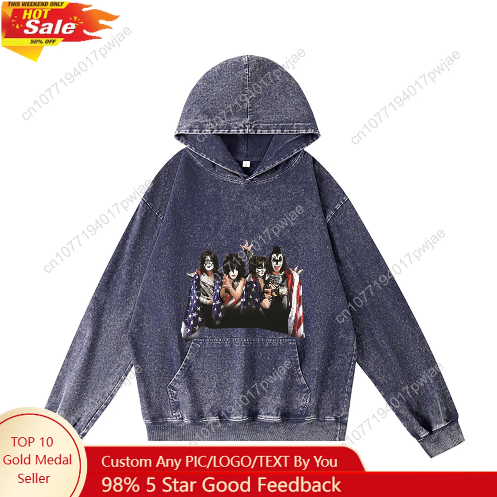 

Kiss Rock Band Hoodie Hooded Sweatshirt Men Woman Vintage Pullover Sweatshirt With Pocket Oversized Customized Top
