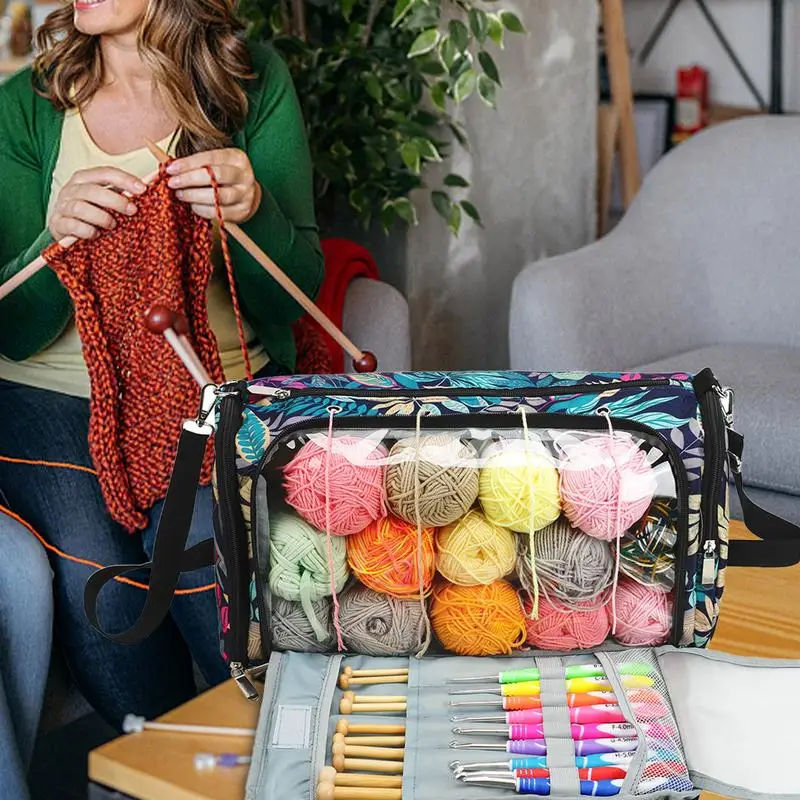 

Crochet Bag Portable Knitting Bag Wool Crochet Crochet Yarn Storage Bag DIY Knitting Bag Yarn Tote With Holes And Zipper