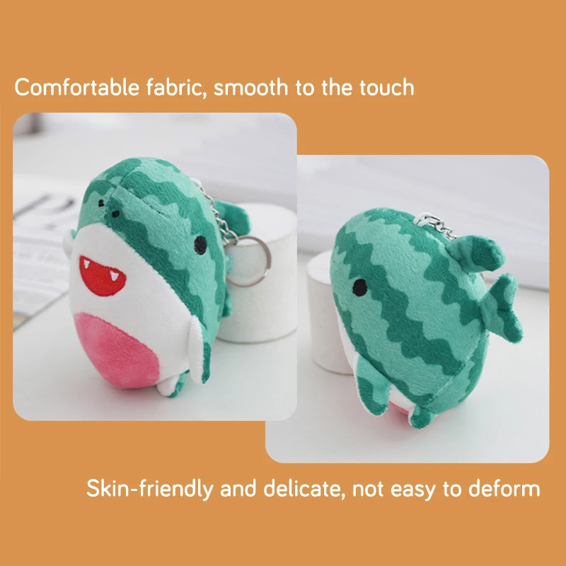 Cartoon Cute Shark Watermelon Plush Keychain Soft Stuffed Doll Pendant Keyring Bag Decoration For Children Kid Christmas Gift