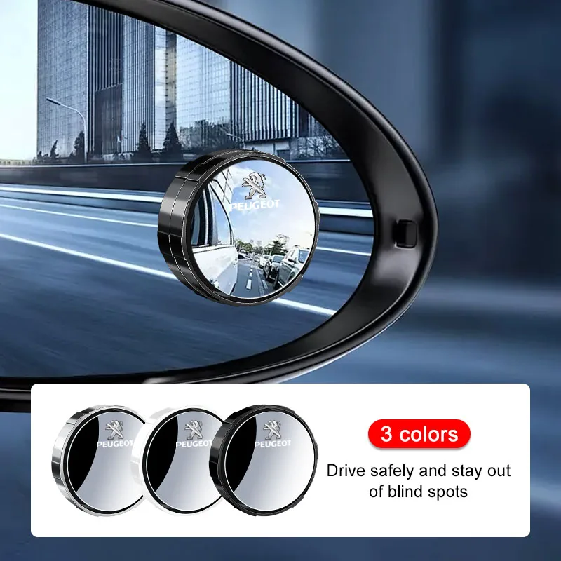 Car Rearview Mirror Small Circular Mirror High-definition Auxiliary Wide-angle Mirror for Peugeot 5008 4007 408 Wheel Center Cap