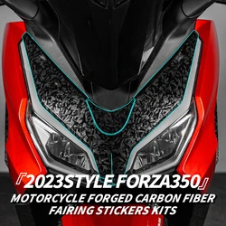 For HONDA Forza350 2023 Bike Forged Carbon Fiber Protective Stickers Kits Motorcycle Body Paint Area 5D Decoration Decals