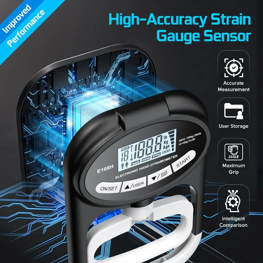 جهاز اختبار قوة قبضة اليد، مقياس قوة اليد الإلكتروني، مقوي قابض اليد للتدريب الرياضي والمدرسة والتعليم البدني والمنزل #5