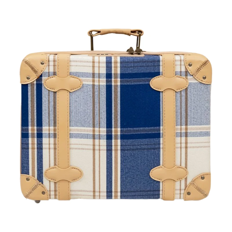 14'' 여성용 빈티지 귀여운 기내 가방, 메이크업 정리함이 포함된 미니 화장품 여행 가방, 세련된 기내 수하물