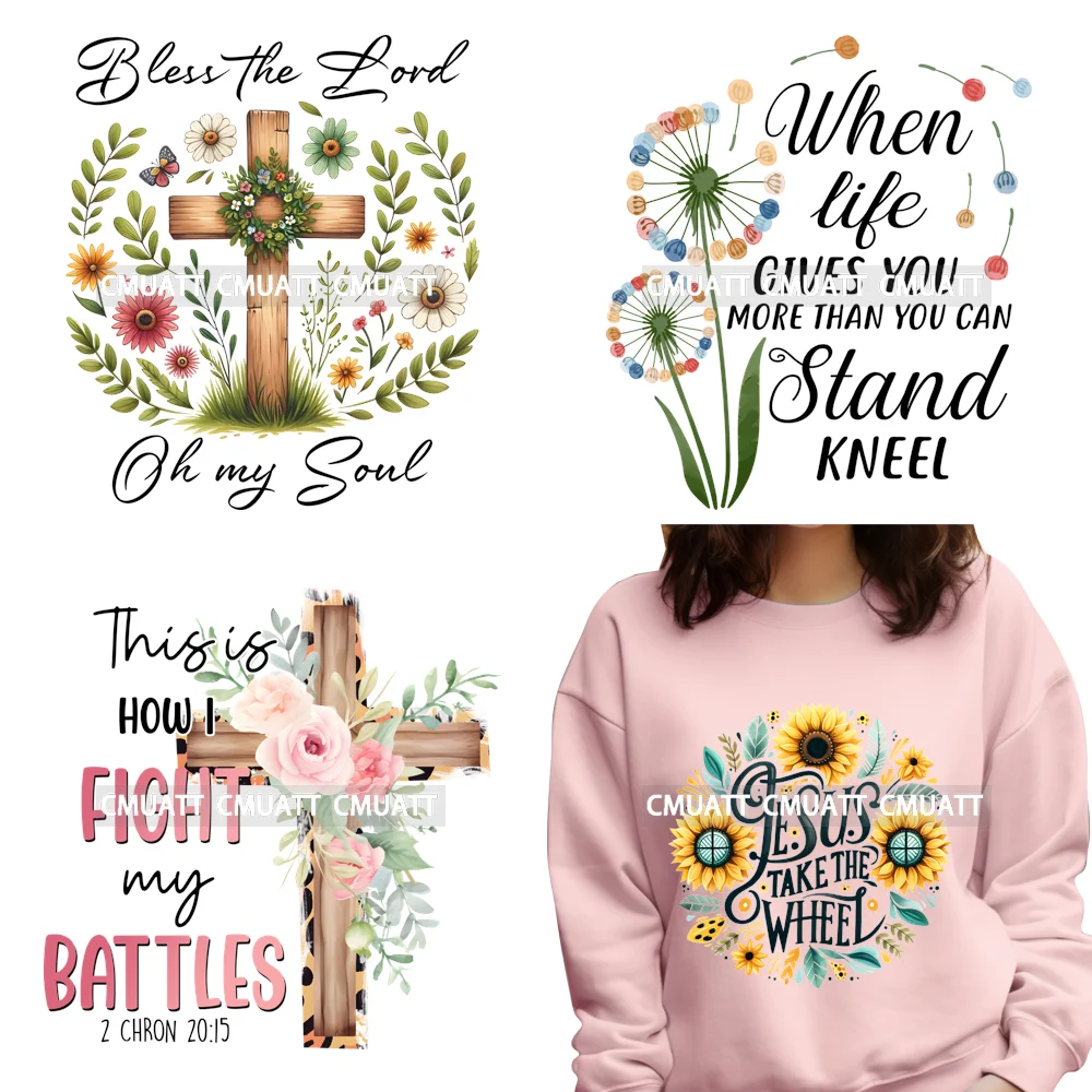 

Pray More Worry Less Jesus Is The Reason Floral Christian Quote Bible Verse DTF Transfer Sticker DIY Ready To Press For Garment