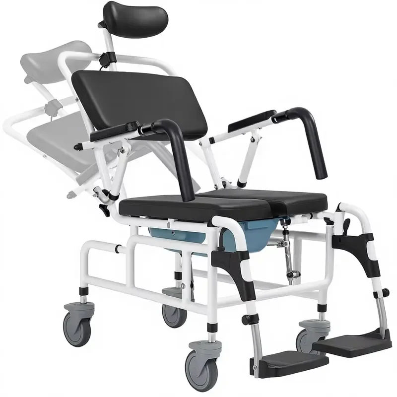 Reclining Shower Chair with Wheels & Arms Padded Seat Portable Waterproof Design for Seniors/Disabled China