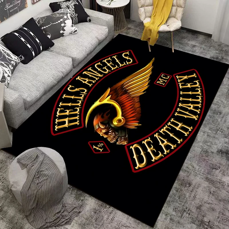 Hells Angels Band Logo Printed Carpet Fashion Yoga Mat Non -slip Carpet Photography Prop Bedroom Decor Kawaii Rugs Birthday Gift