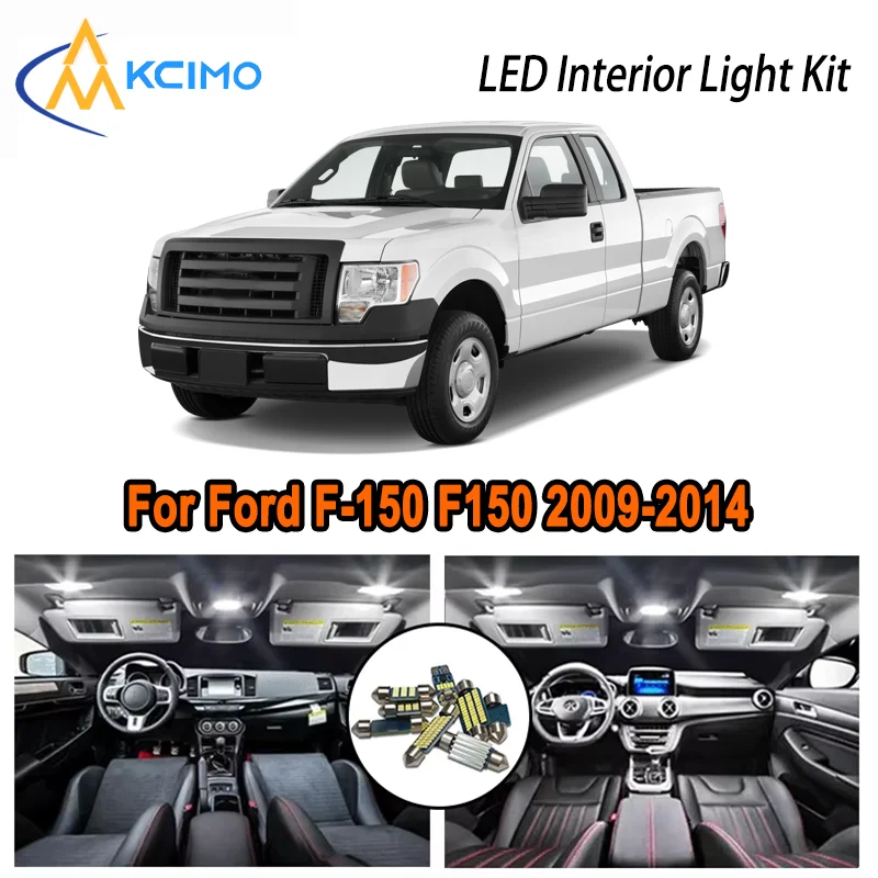 

Bright Premium LED Interior Kit for Ford F-150 2009-2014 2010 2011 2012 Dome Map Trunk Lamps Error Free Automotive Lighting