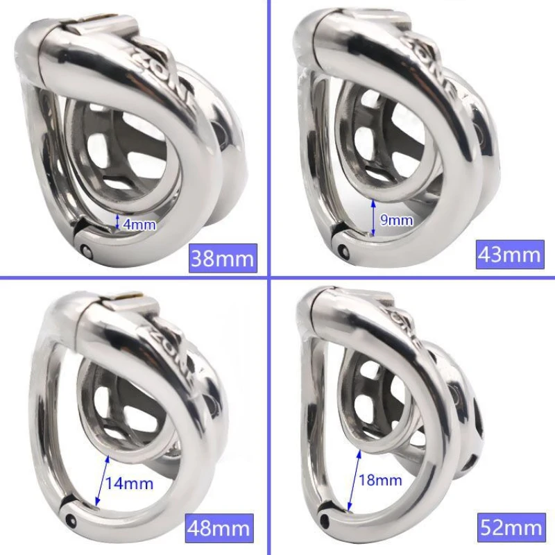 New BDSM Male Stainless Steel Chastity Cages Open Active Ring Design CB Lock Slave Sissy Bondage Metal Cage Penis Ring SexToys18