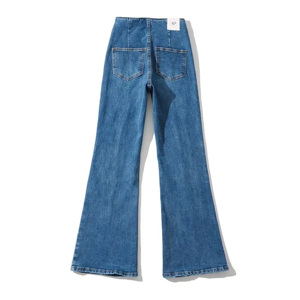 

Women's High Waist Patchwork Split Straight Jeans Cross Slant Placket Trendy Pants Hot Girl Style Spring European American