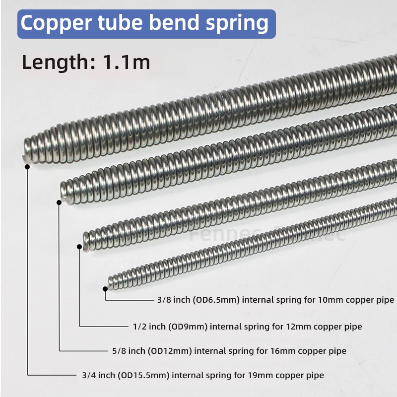 Internal Copper Pipe Bending Spring for Air Condition Steel Manual Pipeline Spring Tube Bending Tool 3/4/5/6 Points 10-19mm