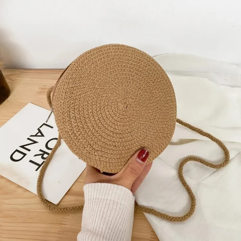 

Minimalist Straw Bag Round Crossbody Purse Style Handbag Women Shoulder Vocation