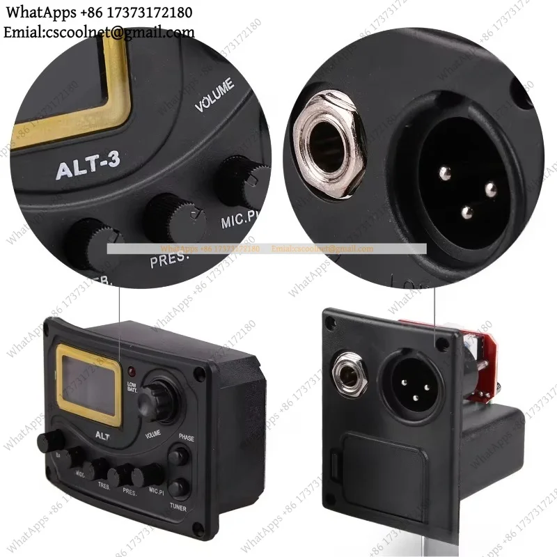 JS02 5-Band EQ Acoustic Guitar Pickup Tuner Preamp Piezo Amplifier System with Volume Knob LCD Display