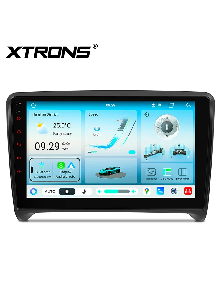 XTRONS 9'' Octa-Core 8+128GB Android 14 QLED Bildschirm Auto-Multimedia-Player für Audi TT MK2 8J Radio mit 4G GPS DSP Carplay Auto