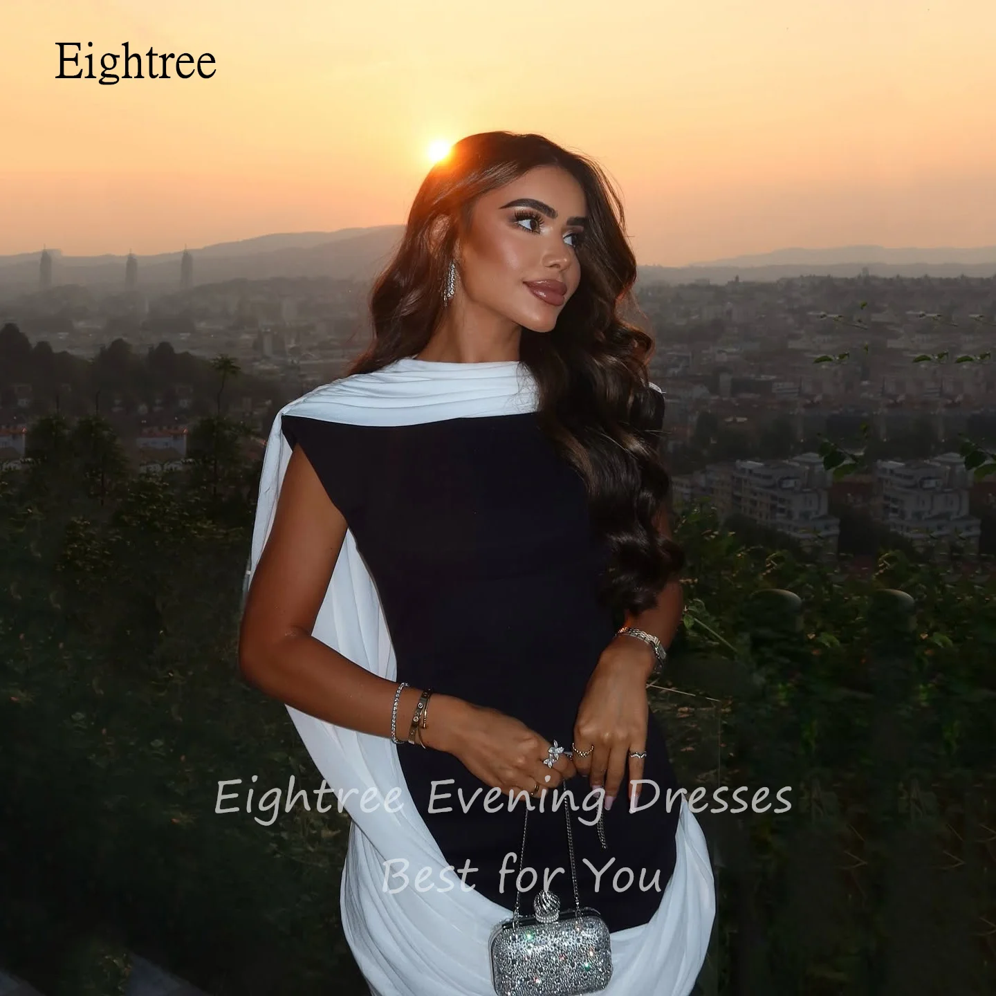 Eightree Moderne Schwarz/Weiß Kurze Prom Kleider Ärmellose Formale Party Kleid Vintage Abendkleid vestidos de verano Angepasst