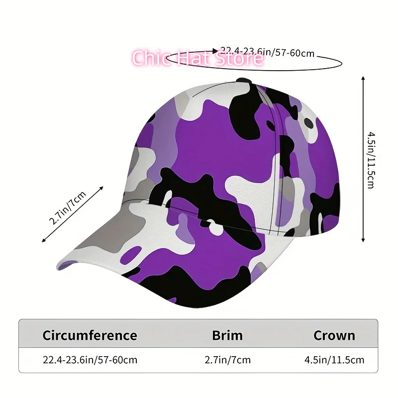 1pc Abstract Camouflage Waves Print Baseball Cap - Adjustable Snapback Hat with Purple, Pink, Green, Brown, Golden, Orange, Red,