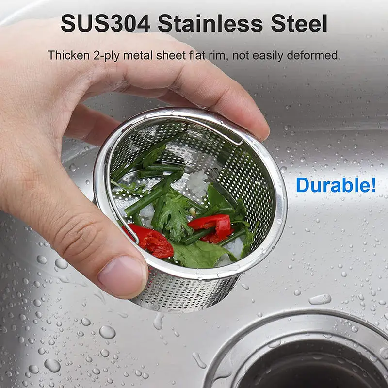 

Kitchen Sink Filter Garbage Cleaning Washing Vegetable Basins Stainless Steel Screen Sewer Food Slag Funnel Filters With Handle