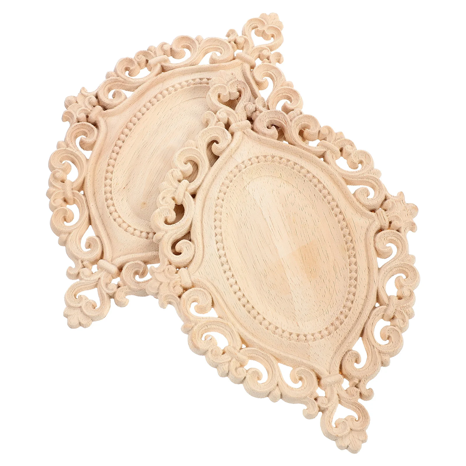 2pcs Wood Carved Onlay Set High-Quality Wooden Decorative Appliques Traditional Furniture Cabinet Bed Decor Carving Artistic
