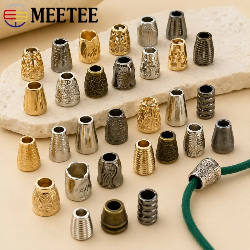 30 Stück 3-9mm Metall-Kordelstopper Seilendkappen Kordelzugverschluss für Hosen Hoodie Paracord Schnürsenkel Kleidung DIY Zubehör