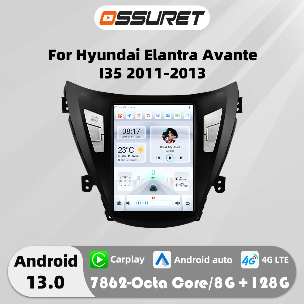 

9.7"Android 13 Car radio for Hyundai Elantra Avante I35 2011-2013 Multimedia player 7862 Carplay GPS navi Stereo 2din Autoradio