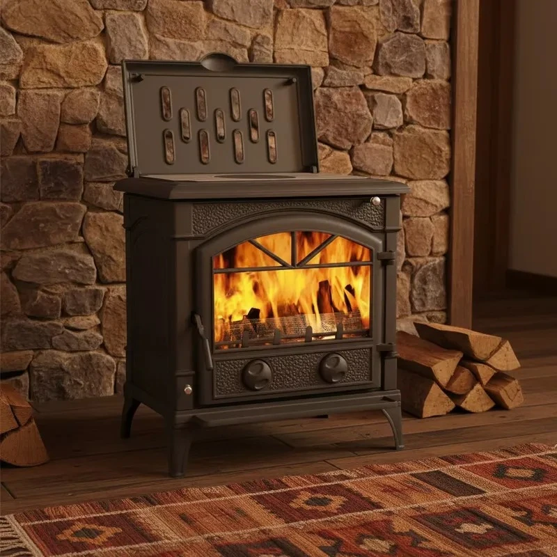 for Modern Household Cast Iron Wood Stove with Oven for Kitchen Heating