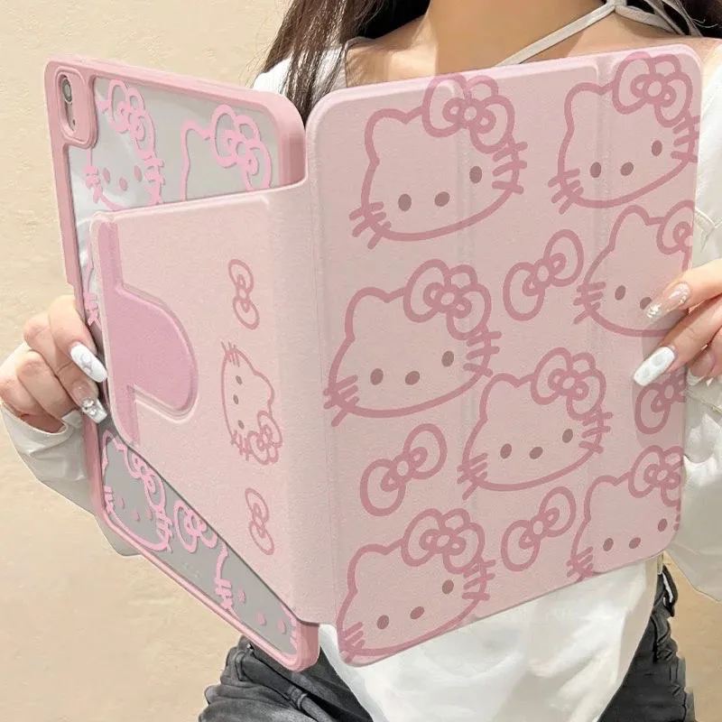 

Kawaii Hello Kitty Protective Case For IPad 10th Generation 10.9 7/8/9th Air 6 5 7 iPad Pro 11 2024 Mini 6 Cover With Pen Slot