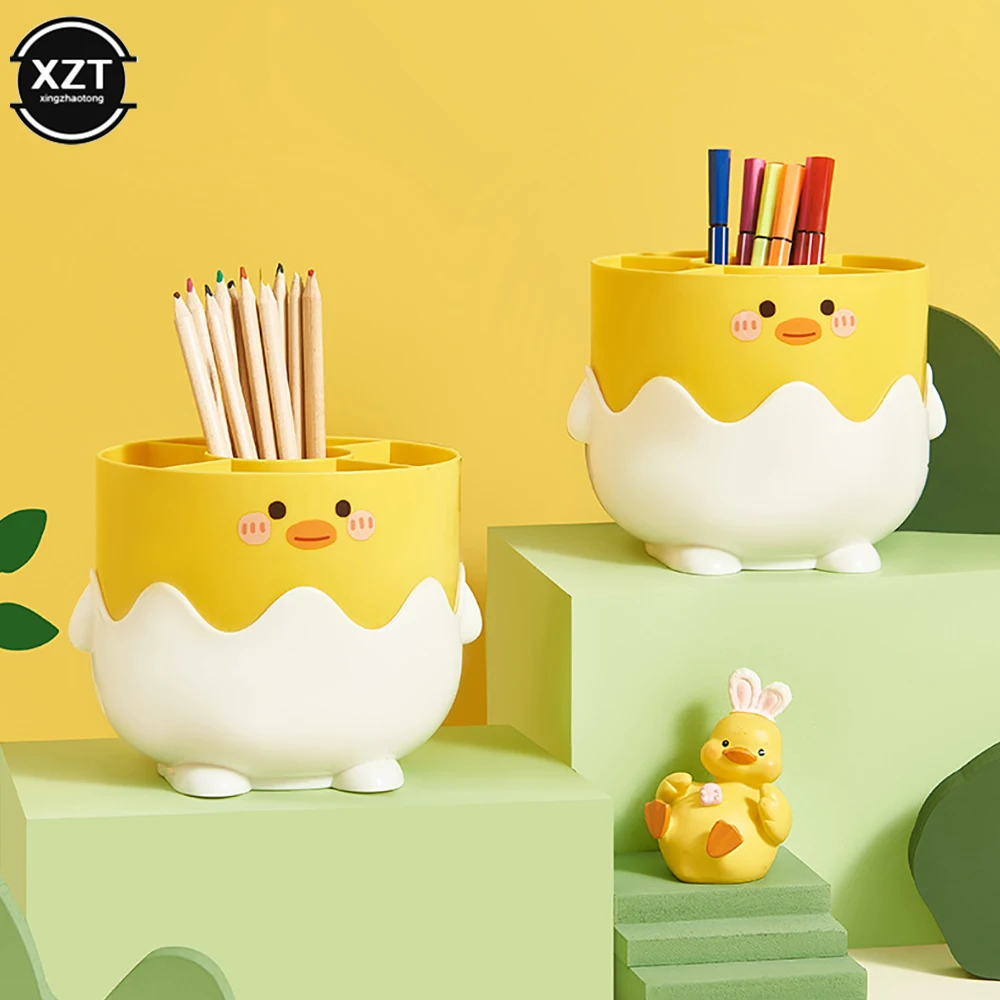 Cute Duck Pencil Holders Pens Storage Container Office Decoration Desk Accessories Desktop Makeup Organizer Home Office Supplies