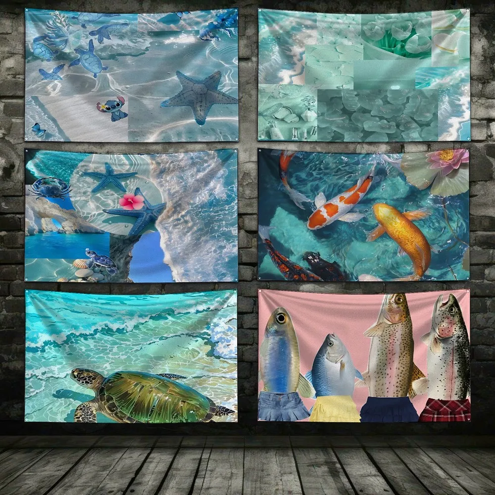 Stylish Ocean Puzzle Flag 3X5 Ft Personalized Flags Design Your Image Funny Tapestry Poster Dorm Room, Living Room, Bedroom