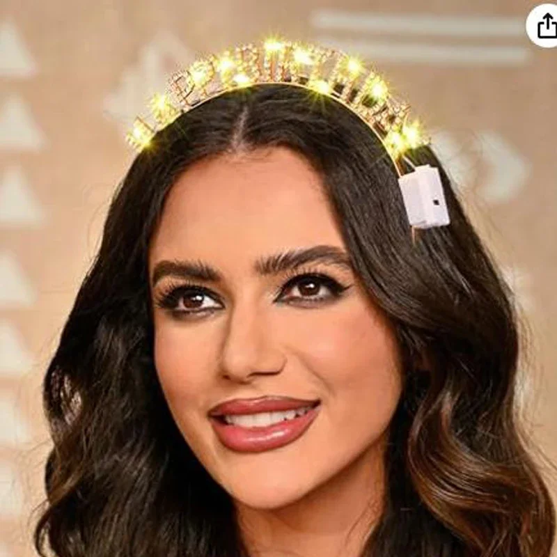 ライトアップ誕生日ヘッドバンド LED ラインストーン私の誕生日ヘッドバンドパーティーの好意ヘアアクセサリー女性のための